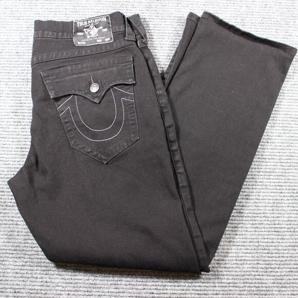 True Religion Ricky Relaxed Straight Black Jeans Men's 34 - Picture 1 of 11
